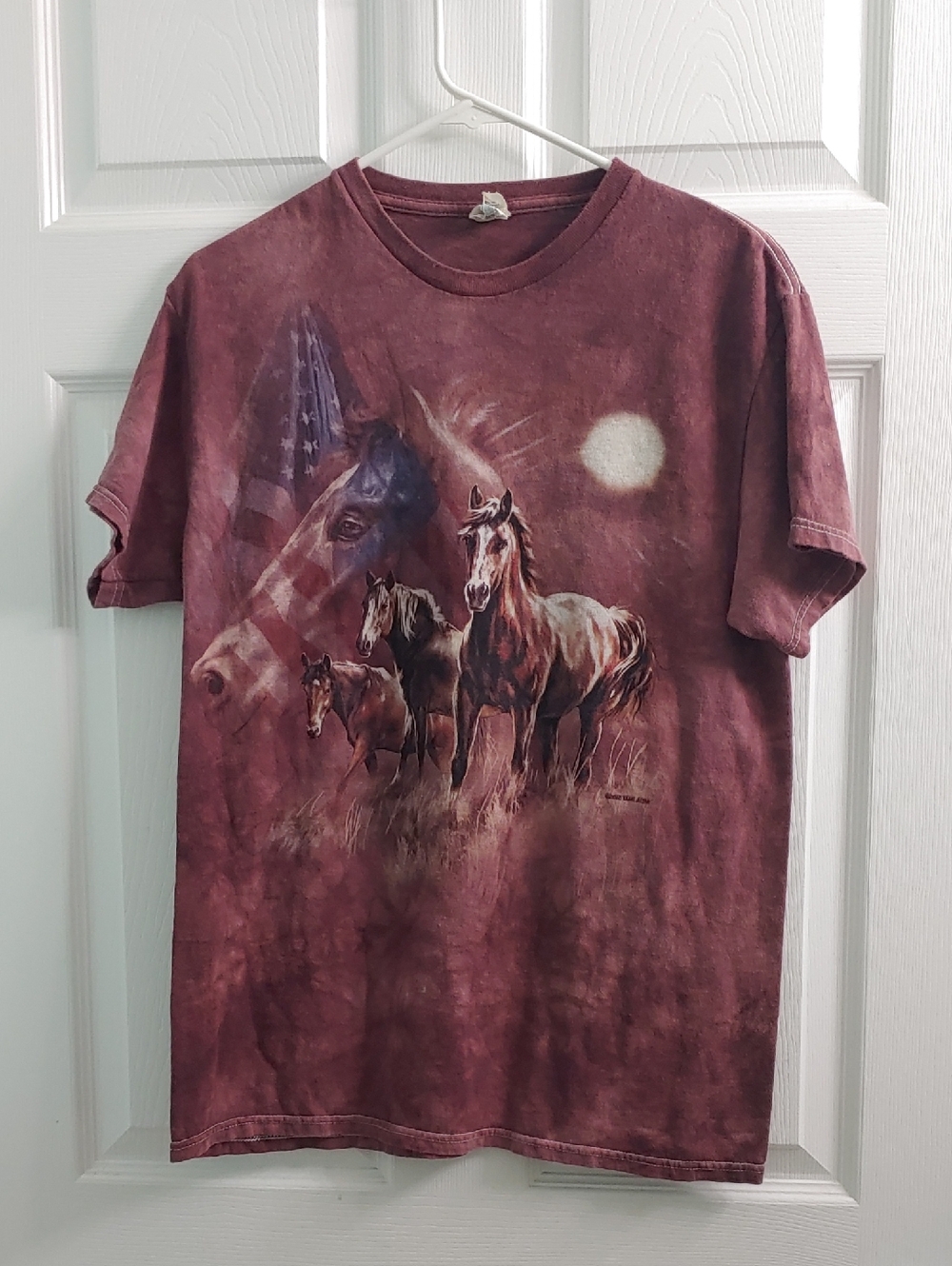 90s Tie Dye Horse T Shirt Purple Unisex Tee Size M